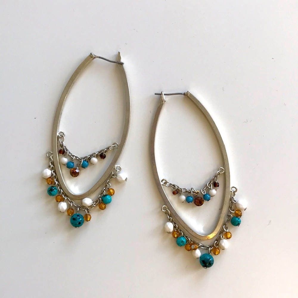 Large drop beaded earrings